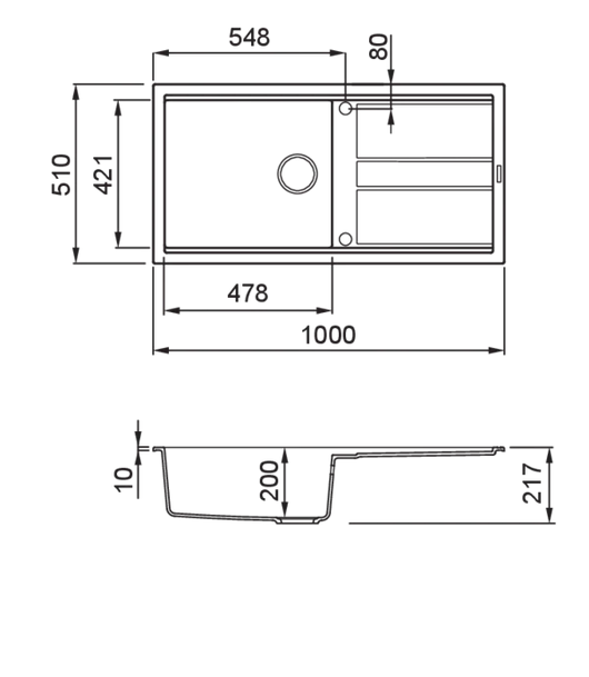 Lavello BEST 480 100X51 BLACK 86