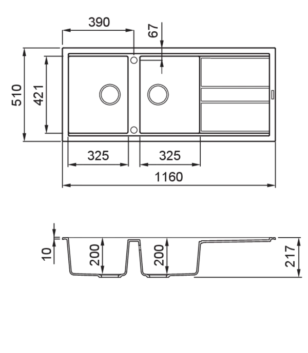 Lavello BEST 500 116X51 ALUMINIUM 79