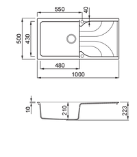 Lavello EGO 480 100X50 1 vasca + gocciolatoio ANTRACITE 59