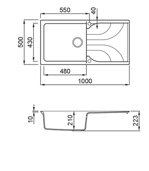 Lavello EGO 480 100X50 1 vasca + gocciolatoio ANTRACITE 59