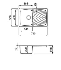 Lavello MASTER 300 79x50 1 vasca + gocciolatoio BIANCO 68