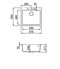 Lavello QUADRA 105 57x50 1 vasca ALUMINIUM 79