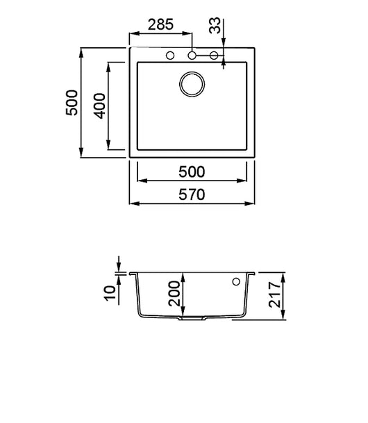 Lavello QUADRA 105 57x50 1 vasca ALUMINIUM 79