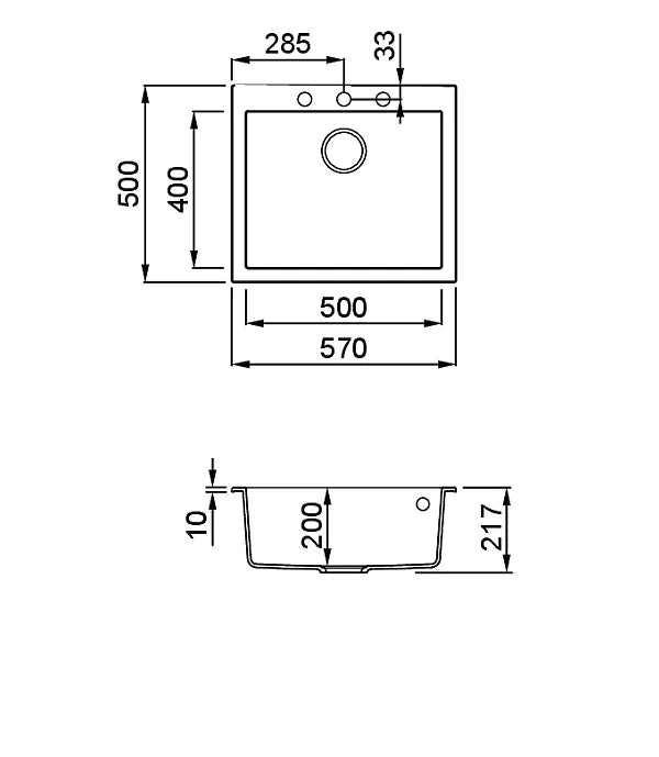 Lavello QUADRA 105 57x50 1 vasca ALUMINIUM 79