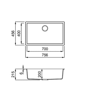 Lavello ZEN 130 75,6X45,6 1 vasca WHITE 96