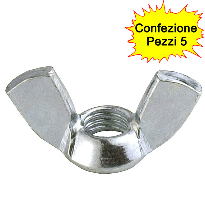 Dado a farfalla inox aisi 304 a2 mm 6 confezione pezzi 5