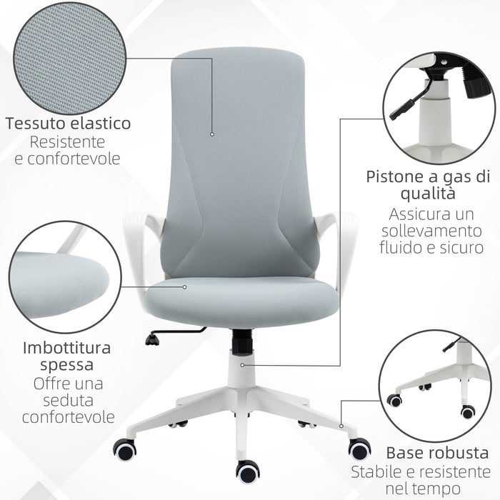 Sedia Poltrona Direzionale da Ufficio 62x56x110-119,5 cm in Tessuto Elastico Grigio Chiaro