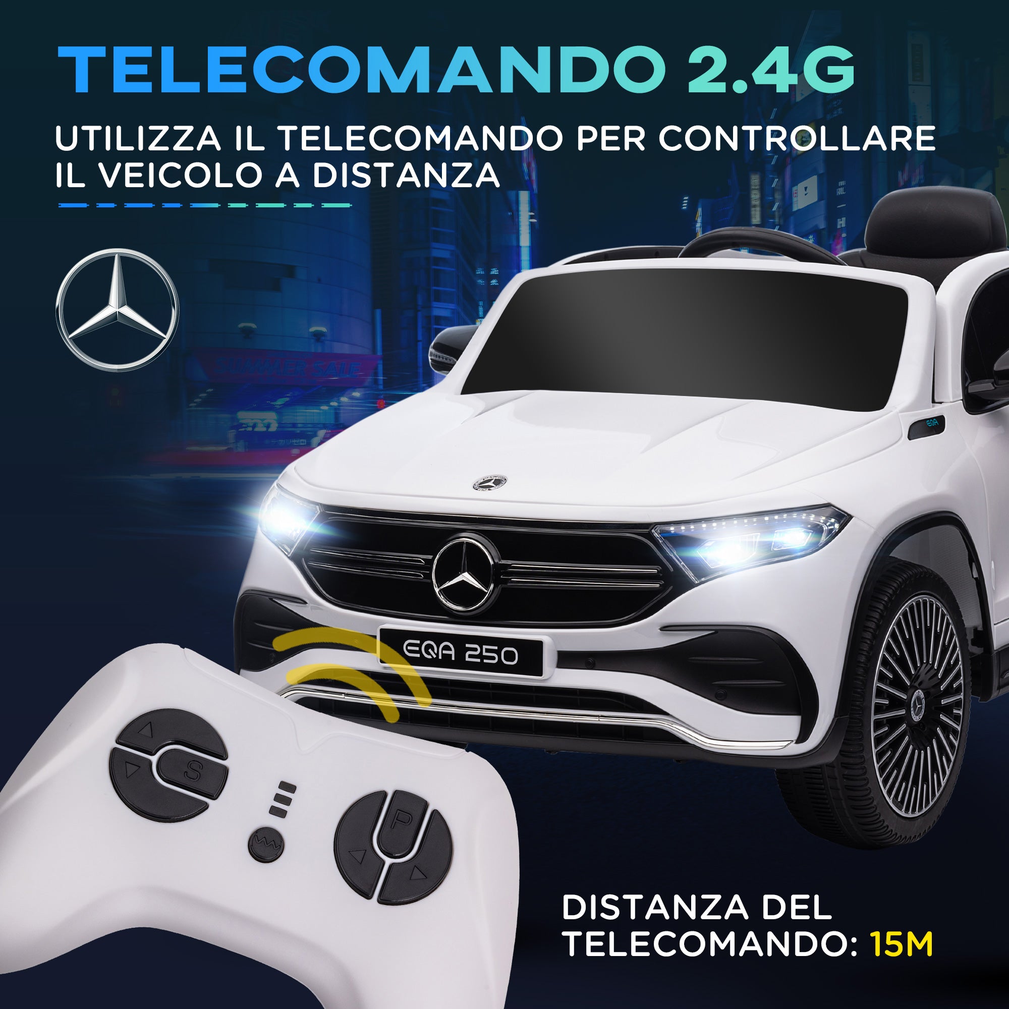 Macchina Elettrica per Bambini 12V con Licenza Mercedes EQA 250 Bianca