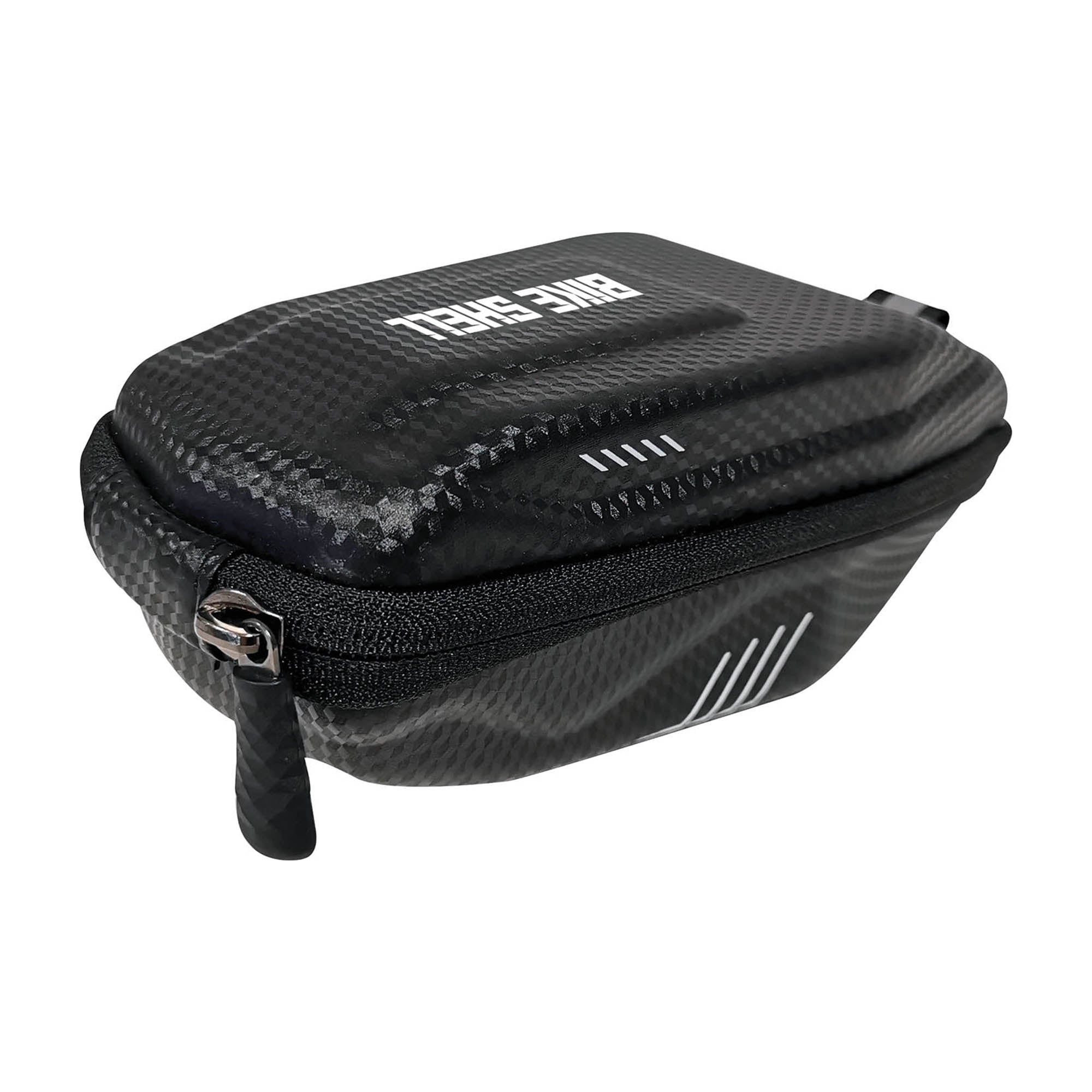 Borsa Portaoggetti Sottosella Bicicletta 18x8,5x5 cm Doppia Tasca Rigida Effetto Carbonio