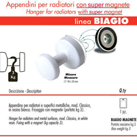 Pika' 1 appendino universale classic super magnete colore bianco