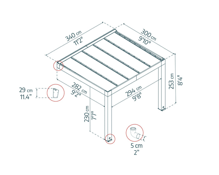 Pergola Helsinki 3X3.4 m Pergola in legno di cedro