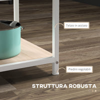 Tavolo da Pranzo 4-6 Persone Ø100x76 cm con Ripiani in Acciaio e MDF Rovere e Bianco