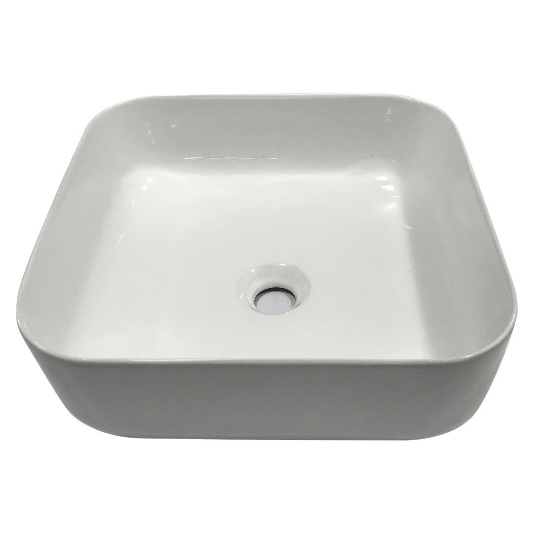 Lavabo da appoggio ceramica bianco quadrato lavandino lavello arredo 38,5x38,5x14 cm *** finitura- lucido, confezione 1