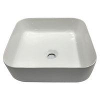 Lavabo da appoggio ceramica bianco quadrato lavandino lavello arredo 38,5x38,5x14 cm *** finitura- lucido, confezione 1