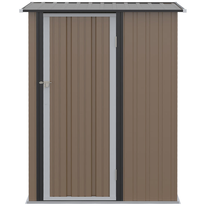 Casetta Box da Giardino 143x89x186 cm Porta con Chiavistello in Acciaio Marrone