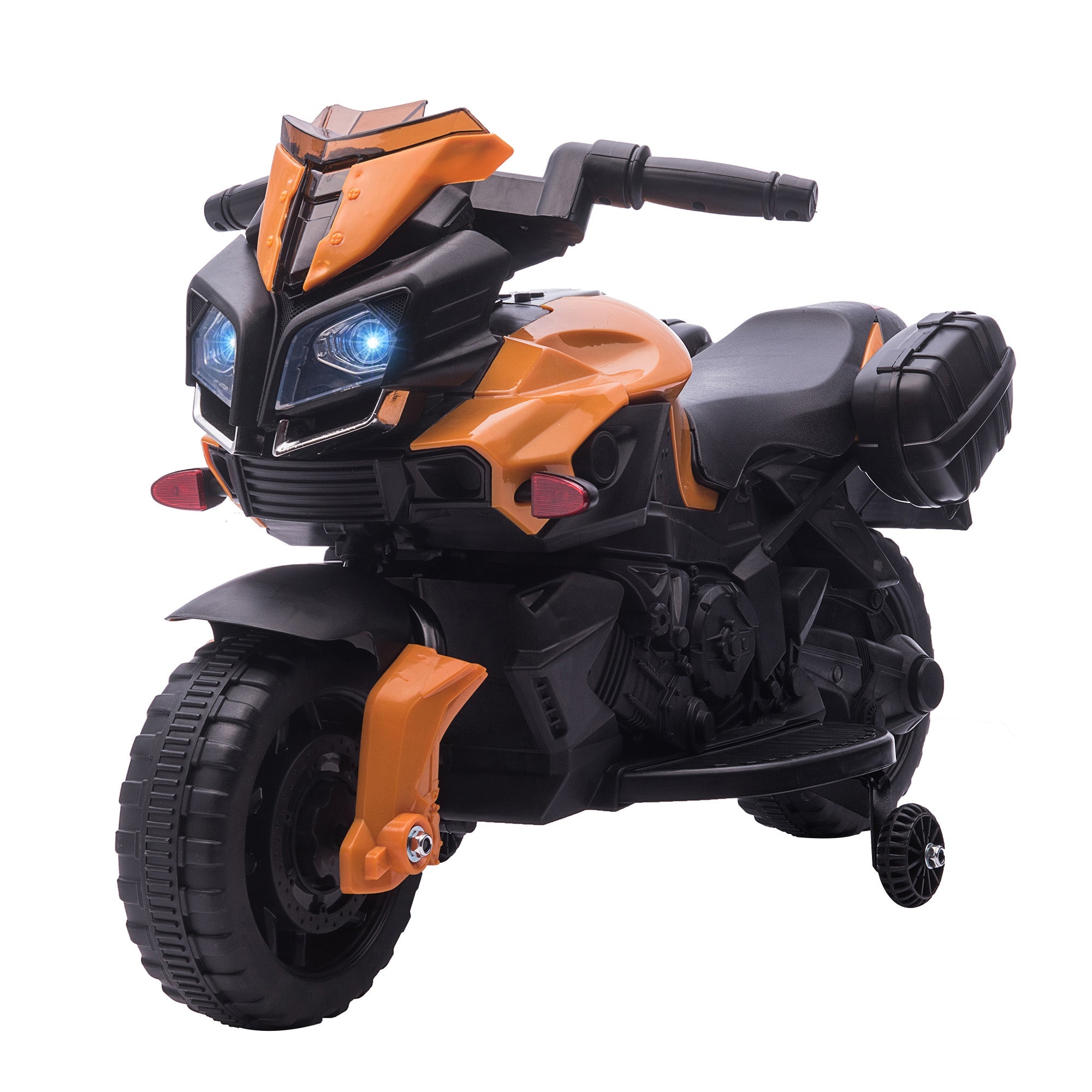 Moto Elettrica per Bambini 6V con Fari e Clacson Arancio