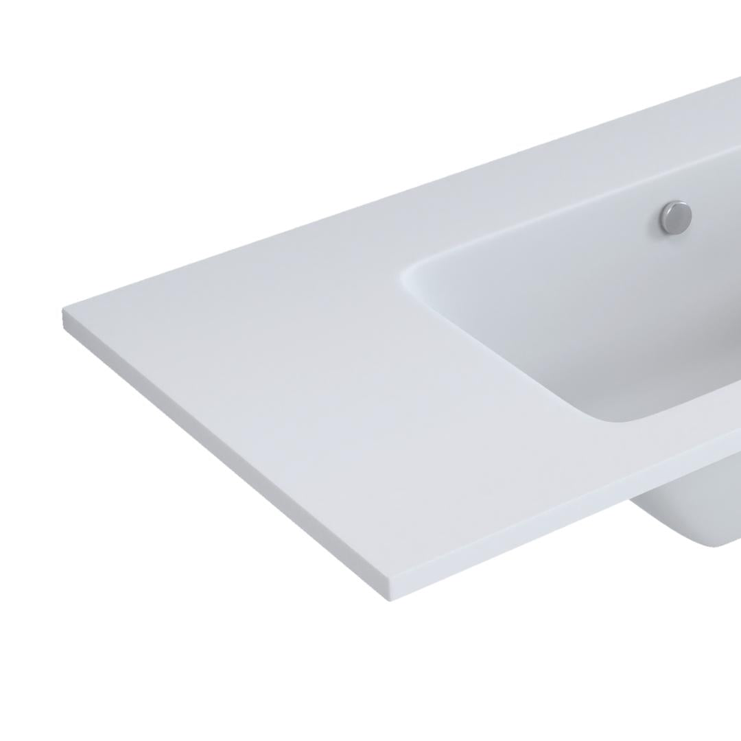 Lavabo ad incasso mineral marmo colore bianco opaco mobile composizione bagno *** misure 81x46 cm, confezione 1