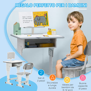 Banco Studio Scuola per Bambini Acciaio e MDF Grigio