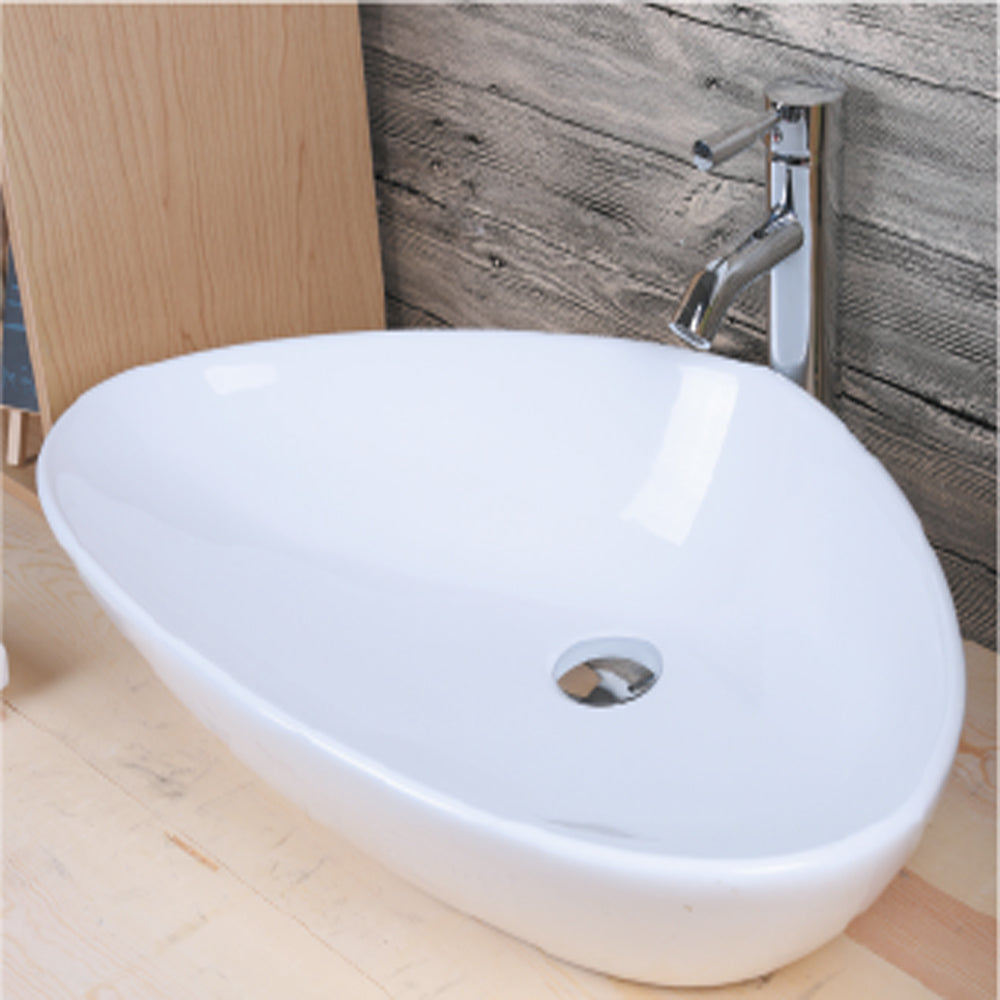 Lavabo da appoggio ceramica bianco triangolare lavandino lavello arredo *** misure 67x44x15 cm, confezione 1