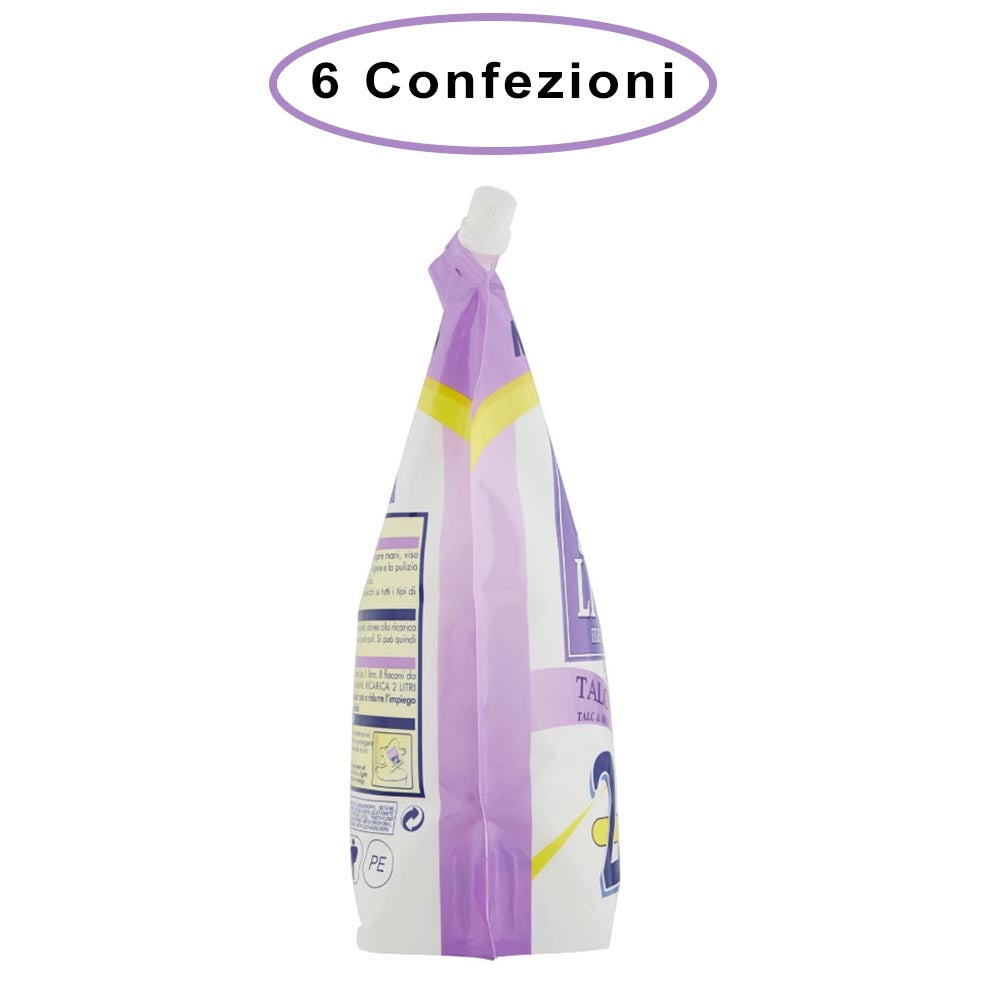 Mil mil sapone liquido talco & iris ricarica maxi risparmio 6 confezioni da 2000 ml