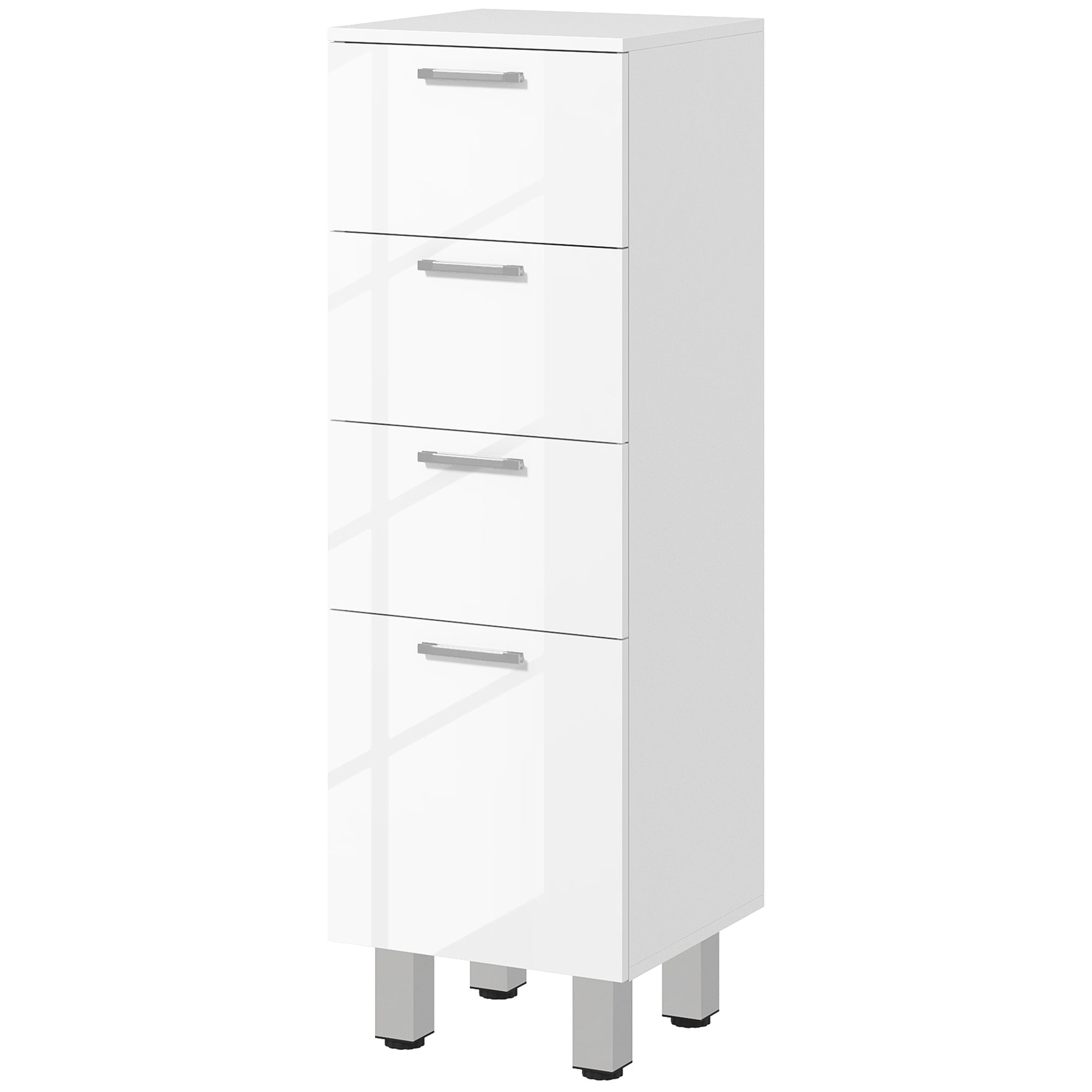 Mobiletto Bagno 4 Cassetti 30x30x93 cm in Truciolato Bianco