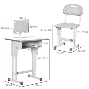 Banco Studio Scuola per Bambini Acciaio e MDF Grigio