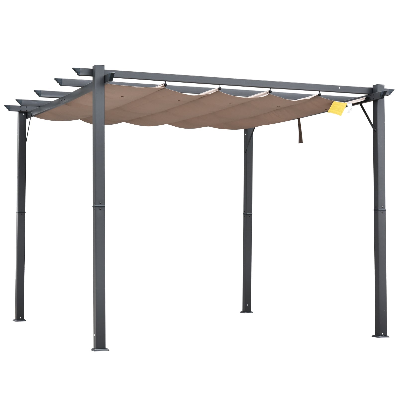 Pergola da Giardino con Tettuccio Retrattile Anti UV e 3x3m Telaio in Alluminio Grigio