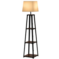 Lampada da Terra ⌀42x166 cm in Metallo e MDF Nero e Beige