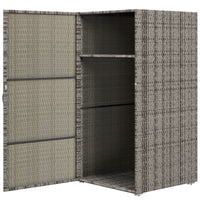 Armadio da Giardino 2 Vani 60x63x120 cm in Rattan PE Grigio