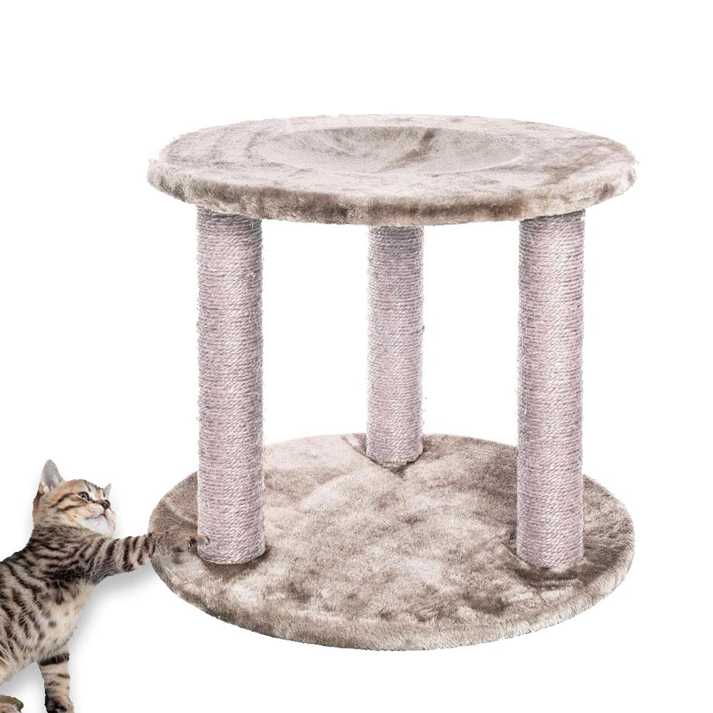 Tiragraffi per gatto a tre colonne con culla altezza 44 cm in corda sisal