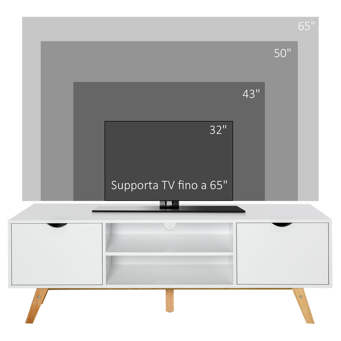 Mobile TV fino a 65” 150x39x50 cm in Truciolato e MDF Bianco