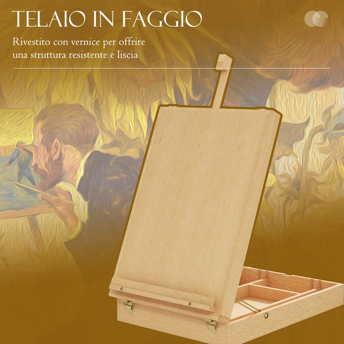 Cavalletto per Pittura da Tavolo Pieghevole 27x41,5x42,5-74,5 cm in Legno Naturale