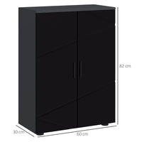 Mobiletto Bagno 2 Ante 3 Ripiani 60x30x82 cm in Legno Nero