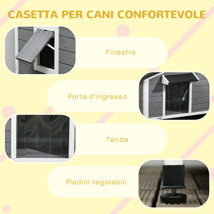 Cuccia Casetta per Cani 109x79x72 cm in Legno Grigio