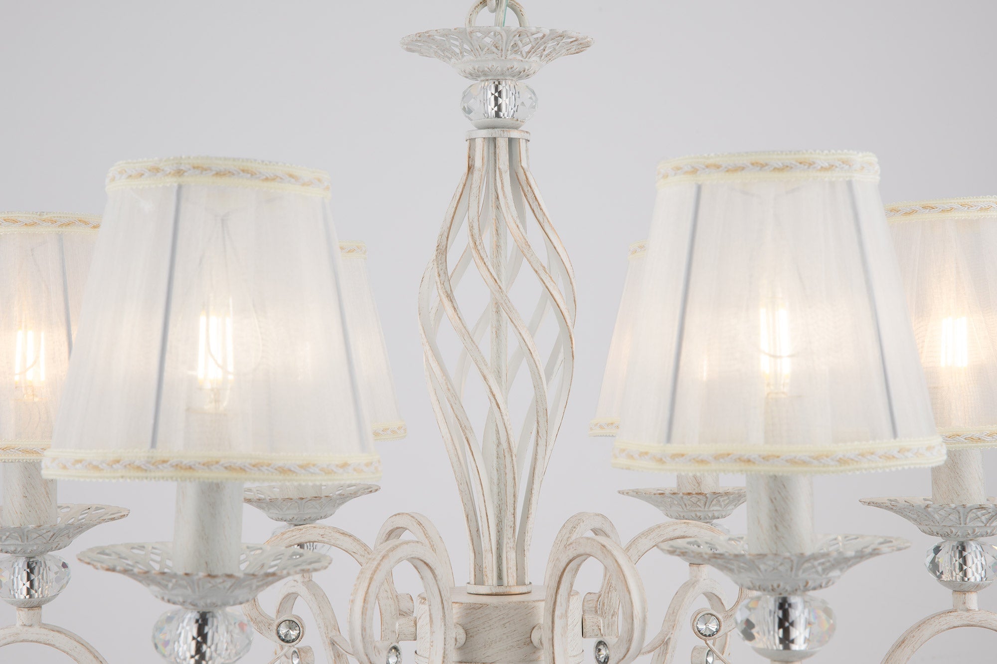 Lampadario Elegant in Metallo Grace Bianco con Oro