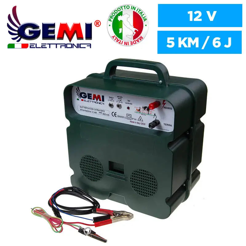 Kit recinto elettrico - 1x Elettrificatore B12 batteria 12V o corrente 220V + 1x Filo 1000MT 4Mm² + 200 isolatori ferro