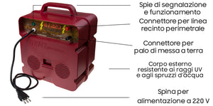 Elettrificatore E/220 EXTRAFORTE Per Recinti Elettrici Recinzioni Elettrificate Da Pascolo 220 V Per Cinghiali Mucca