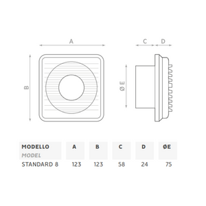 O.erre standard 8 aspiratore per condotti a parete o soffitto 100 mm diametro max