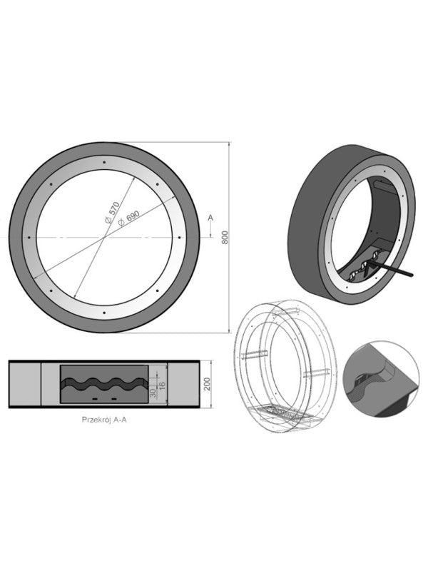 ERTA O SYMETRIC - Biocamino Da Pavimento Freestanding, Colore Nero