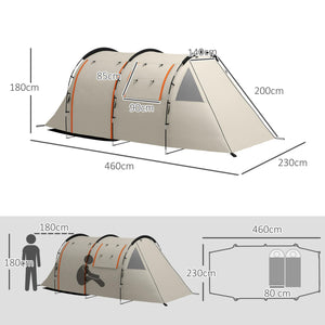 Tenda da Campeggio 4-5 Persone con Copertura Oscurante 460x230x180 cm Impermeabile con Borsa di Trasporto in Poliestere