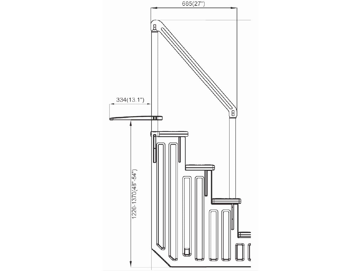 Scala semplice per piscina con dimensione regolabile da 122 a 137 cm