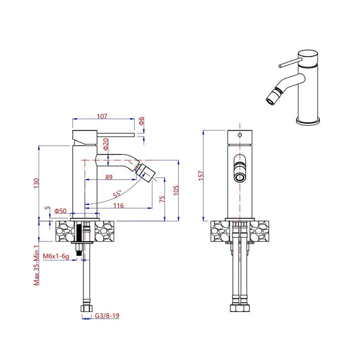 Rubinetto bidet in acciaio inox spazzolato essential