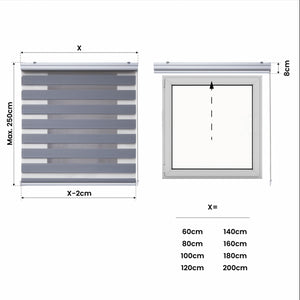 Tenda motorizzata Giorno e Notte Plus Tende a rullo a doppio velo con motore e comando, batteria Finiture in alluminio premium Grigio 140 x 250cm