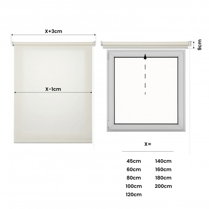 Tenda a Rullo Filtrante per finestre e porte Ecru 100x180 cm