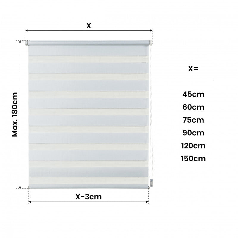 Tenda a Rullo Notte e Giorno installazione senza foratura EasyFix Bianco 150x180 cm