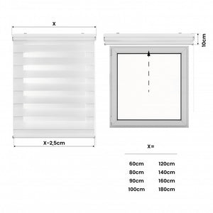 Tenda a Rullo Notte e Giorno Avvolgibile Con Doppio telo Bianco 140x180 cm