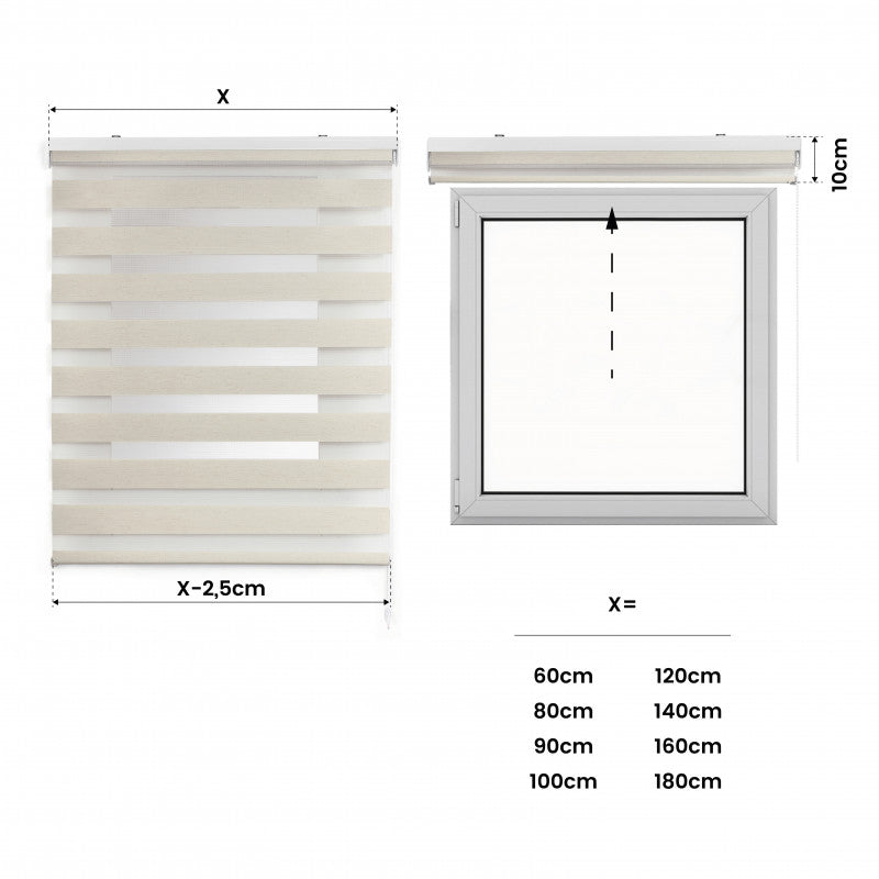 Tenda a Rullo Notte e Giorno Avvolgibile Con Doppio telo Lino 140x180 cm