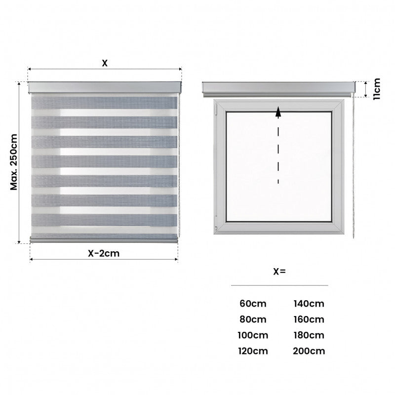 Tenda a Rullo Notte e Giorno Tenda a Rullo Con Finiture in Alluminio Premium Grigio 120 x 250cm