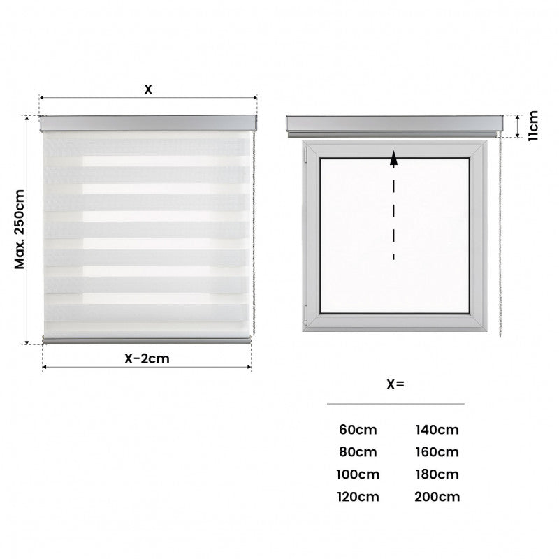 Tenda a Rullo Notte e Giorno Tenda a Rullo Con Finiture in Alluminio Premium Bianco 60 x 250cm