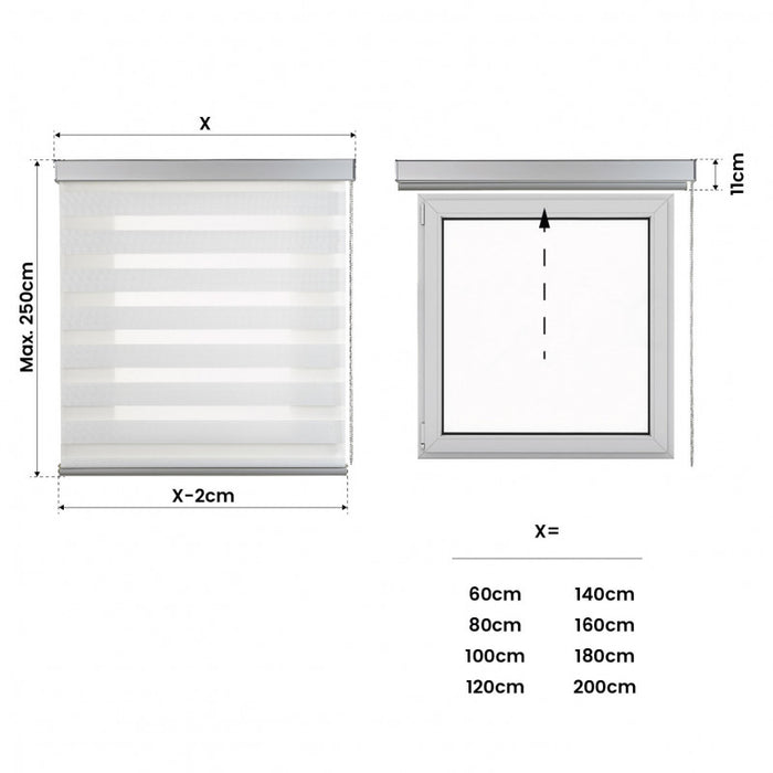 Tenda a Rullo Notte e Giorno Tenda a Rullo Con Finiture in Alluminio Premium Bianco 200 x 250cm